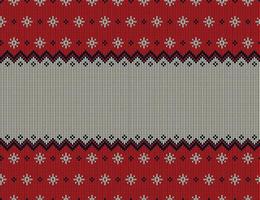 Ugly sweater at Buffalo Plaid Merry Christmas and Happy New Year greeting card frame border . illustration knitted background seamless pattern with folk style scandinavian ornaments. vector