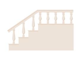 Stone balustrade with balusters for fencing. Palace fence. Balcony handrail with pillars. Decorative railing. Castle architecture element. Flat vector illustration isolated on white background