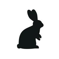 Cute Easter Rabbits Silhouette. Black Bunny, wild Hare Set isolated on white. Baby party greeting card, Vinyl decal, pet sticker. Tattoo design, animal farm logo. Vector Flat style zoo icon