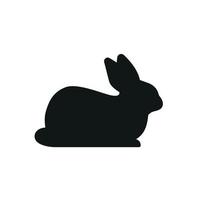 Cute Easter Rabbits Silhouette. Black Bunny, wild Hare Set isolated on white. Baby party greeting card, Vinyl decal, pet sticker. Tattoo design, animal farm logo. Vector Flat style zoo icon