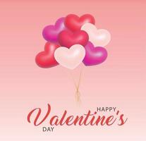 San Valentín día resumen antecedentes con rojo 3d globos corazón forma. febrero 14, amor. romántico Boda saludo tarjeta de mujer, de la madre día. vector