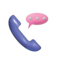 3D handset telephone and message bubbles vector icon.