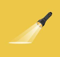 Flashlight torch hand illustration. Pocket vector light lamp lantern design torch