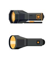 Flashlight torch hand illustration. Pocket vector light lamp lantern design torch