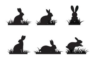 Easter illustration with rabbit and grass and eggs.Easter Background with rabbit and easter eggs. Silhouette vector graphics.