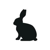 Cute Easter Rabbits Silhouette. Black Bunny, wild Hare Set isolated on white. Baby party greeting card, Vinyl decal, pet sticker. Tattoo design, animal farm logo. Vector Flat style zoo icon