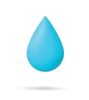 Blue water drop. Icon isolated on white background. Realistic 3d design. Vector illustration