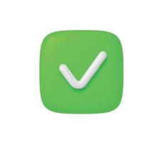 3D Right and Wrong Button in Round Shape. Green Yes and Red No Correct Incorrect Sign. Checkmark Tick Rejection, Cancel, Error, Stop, Negative, Agreement Approval or Trust Symbol. Vector Illustration