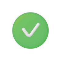 3D Right and Wrong Button in Round Shape. Green Yes and Red No Correct Incorrect Sign. Checkmark Tick Rejection, Cancel, Error, Stop, Negative, Agreement Approval or Trust Symbol. Vector Illustration