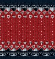 Ugly sweater at Buffalo Plaid Merry Christmas and Happy New Year greeting card frame border . illustration knitted background seamless pattern with folk style scandinavian ornaments. vector
