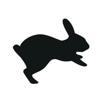 Cute Easter Rabbits Silhouette. Black Bunny, wild Hare Set isolated on white. Baby party greeting card, Vinyl decal, pet sticker. Tattoo design, animal farm logo. Vector Flat style zoo icon