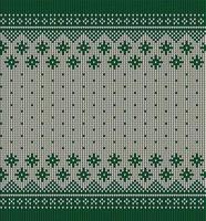 Ugly sweater at Buffalo Plaid Merry Christmas and Happy New Year greeting card frame border . illustration knitted background seamless pattern with folk style scandinavian ornaments. vector