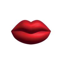 Lips realistic 3d render of red shades. Women's shapes lip, glossy and matte. Isolated set on white background. Decoration objects for design. Vector illustration