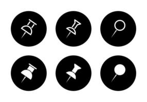 Push pin, thumbtack icon set collection vector