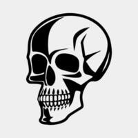 Black and white human skull tattoo design vector