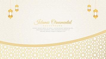 Islamic Ornamental Arabic White Luxury Background with Geometric pattern and Greek Border