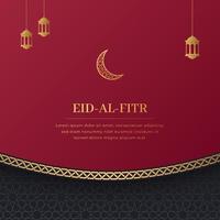 Eid-Al-Fitr Islamic Arabic Black and Red Luxury Background with Geometric pattern and Greek Border vector