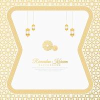 Islamic Arabic White Luxury Background with Geometric pattern and Beautiful Ornament with Lanterns vector