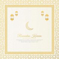 Ramadan Kareem Islamic Ornamental Arabic White Greek Border Background with Geometric pattern and Ornament vector