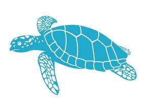 vector mar Tortuga plano silueta ilustración aislado en un blanco antecedentes.