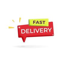 3d vector online fast delivery and express service red label icon design