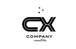 cx negro y blanco combinación alfabeto negrita letra logo con puntos unido modelo diseño para negocio y empresa vector