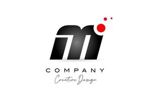 black and white M alphabet letter logo with red dot. Corporate creative template design for business and company vector