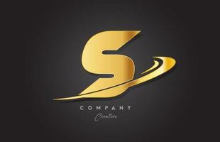 S golden alphabet letter logo icon design. Template for business and company with swoosh vector