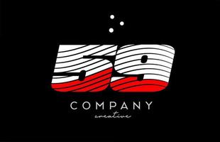 59 number logo with red white lines and dots. Corporate creative template design for business and company vector