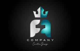 blue grey A alphabet letter logo icon design. Creative crown king template for business and company vector