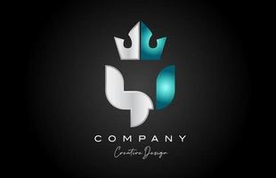 blue grey Y alphabet letter logo icon design. Creative crown king template for business and company vector