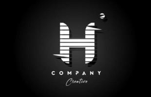 line H alphabet letter logo icon design with black and white stripe and circle. Creative template for company and business vector