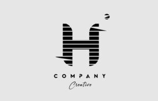 lines H alphabet letter logo icon design in black and white. Creative template for company and business with stripes vector