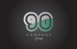 90 green grey number logo icon design. Creative template for company and business vector