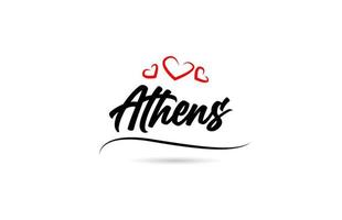 Atenas europeo ciudad tipografía texto palabra con amor. mano letras estilo. moderno caligrafía texto vector