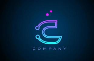 C alphabet letter logo icon design with pink blue color and dots. Creative template for business and company vector