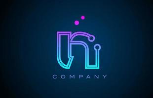 N alphabet letter logo icon design with pink blue color and dots. Creative template for business and company vector