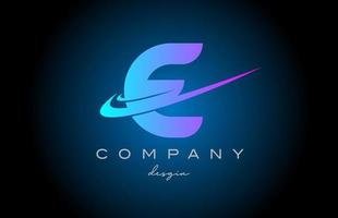 E pink blue alphabet letter logo with double swoosh. Corporate creative template design for company and business vector