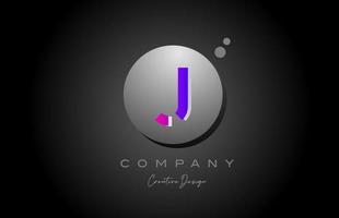 J sphere alphabet letter logo icon design with dot. Pink grey creative template for company and business vector