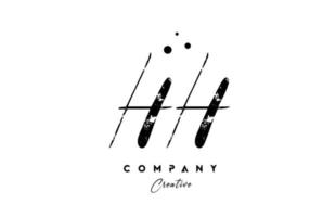 handwritten vintage HH alphabet letter logo icon combination design with dots vector