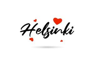 Helsinki handwritten city typography text with love heart vector