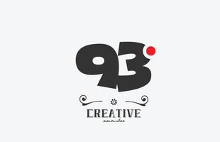 grey 93 number logo icon design with red dot. Creative template for company and business vector