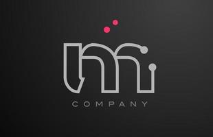 grey M alphabet letter logo icon design with pink dot. Creative template for business and company vector