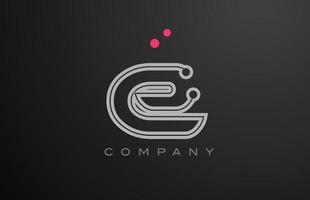 pink grey line E alphabet letter logo icon design with dot. Creative template for company and business vector