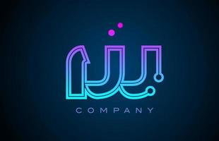 W alphabet letter logo icon design with pink blue color and dots. Creative template for business and company vector