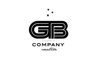 GB black and white combination alphabet bold letter logo with dots. Joined creative template design for company and business vector