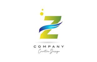 green Z alphabet letter logo icon with swoosh. Creative template for company and business vector