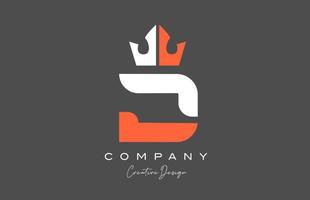 orange grey white D alphabet letter logo icon design. Creative king crown template for company and business vector