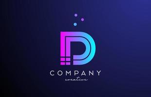 blue pink D alphabet letter logo with dots. Corporate creative template design for business and company vector