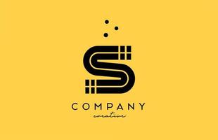 S yellow black alphabet letter logo with lines and dots. Corporate creative template design for company and business vector